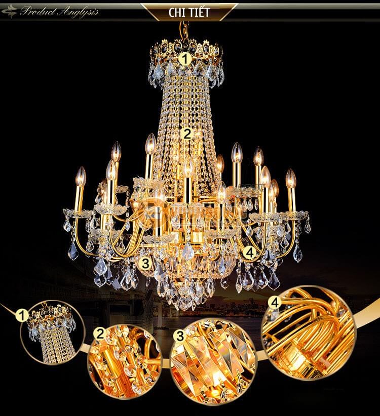 Đèn chùm pha lê phong cách châu âu CM187-22